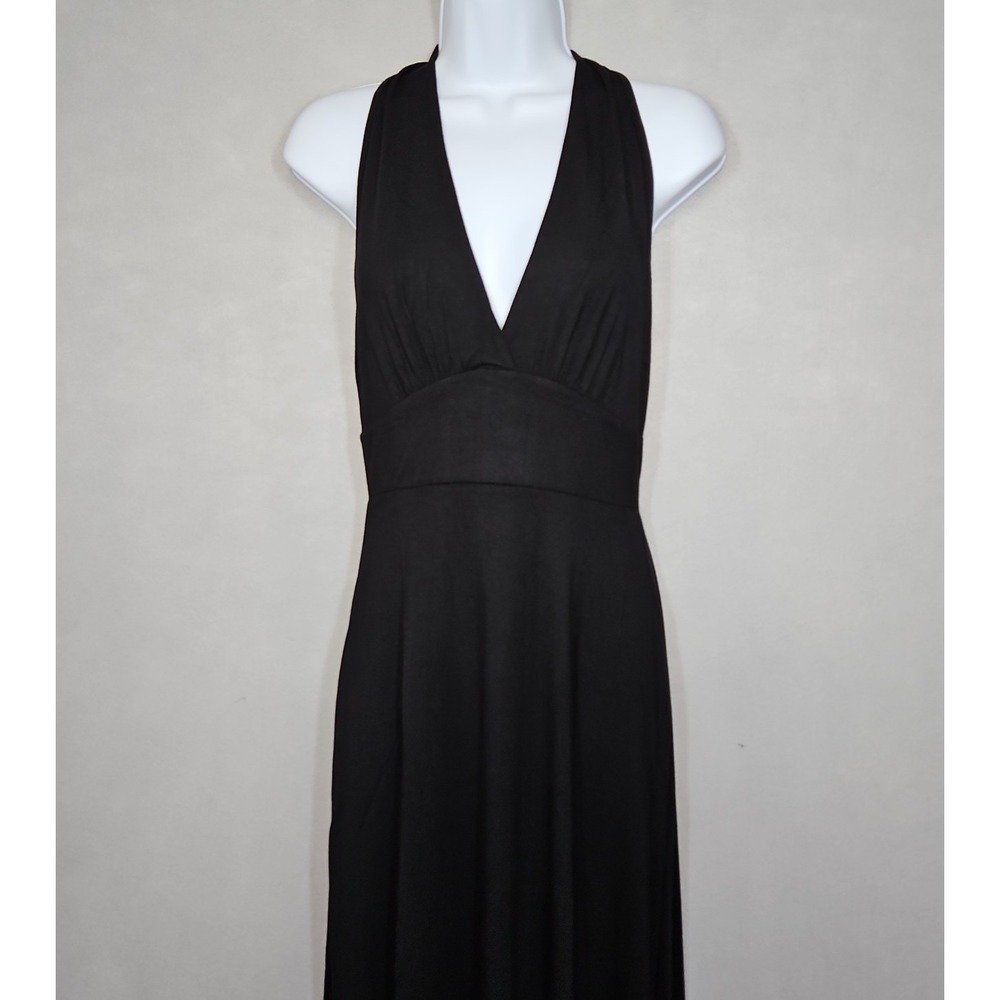 Fraiche By J Womens Black Deep V Neck Sleeveless Maxi Dress Size Medium NWT